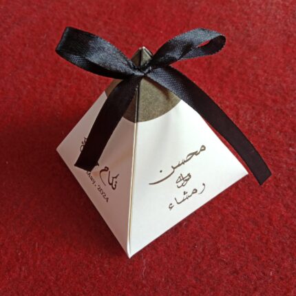 White And Black Triangle Bid Boxes With Ribbon