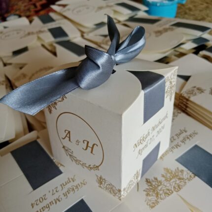 Gray And Goldan Ribbon Bid Boxes