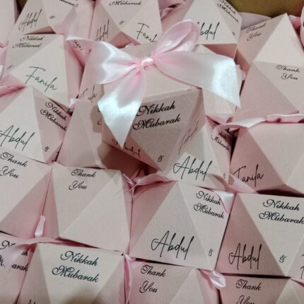 Pink Pantagone Bid Boxes With Tai