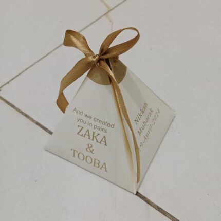 White And Goldan Triangle Bid Boxes