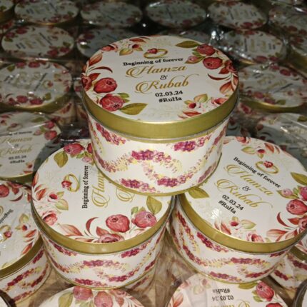 Tin Bid Box Mahroon Flowers