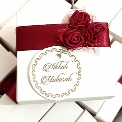 Red Flowers And Tag Bid Boxes