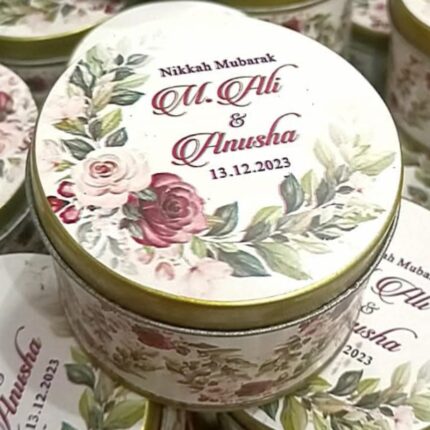 Tin Bid Box Mahroon And Green Flowers