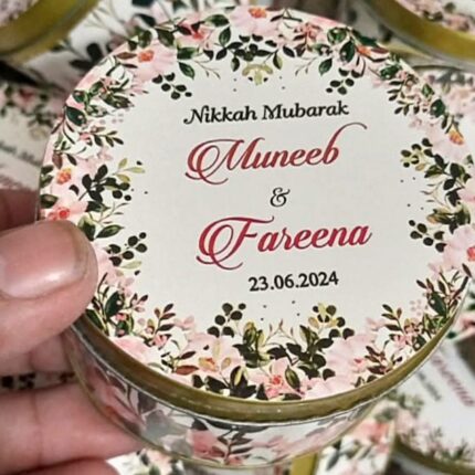 Tin Bid Box Pink And Green Flowers