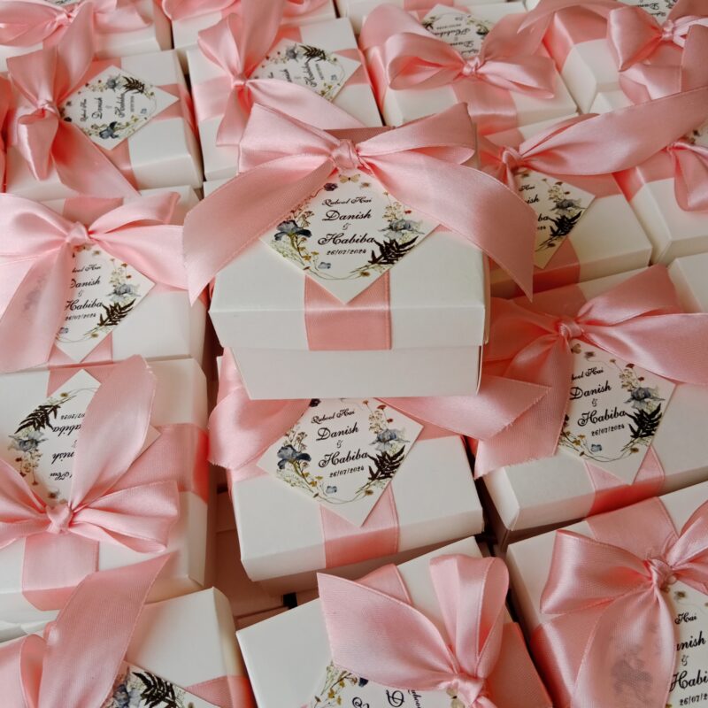 Nikkah Bid Boxes With Peach Ribbon