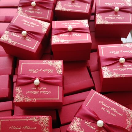 Mahroon Ribbon With Motti Bid Boxes