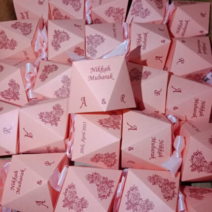 Pink Pantagone Bid Boxes With Tai