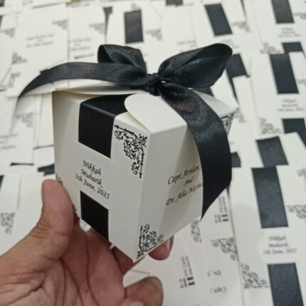 Black Ribbon Bid Boxes With Black Printing