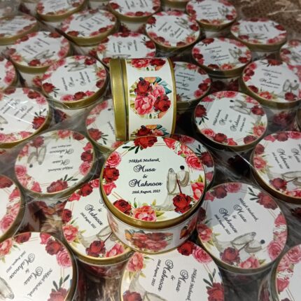 Tin Boxes With Res Flowers