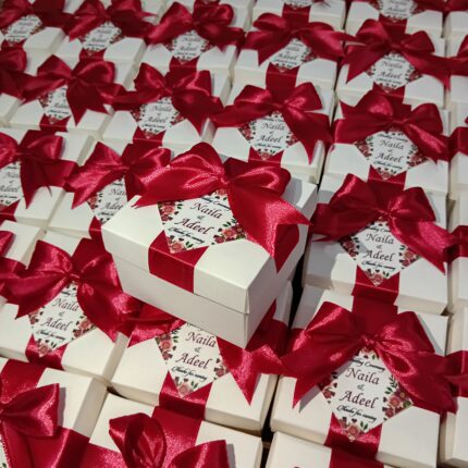 Mahroon Riboon Bid Boxes With Tag Tai