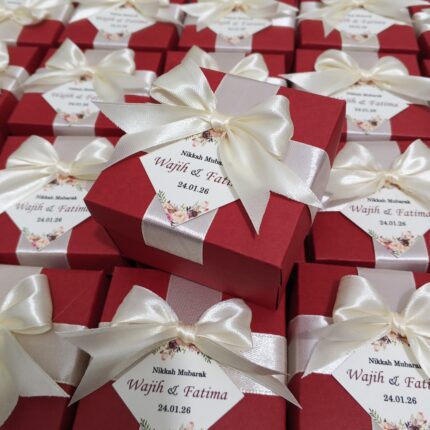 Unique Mahroon Bid Boxes With Name Tag