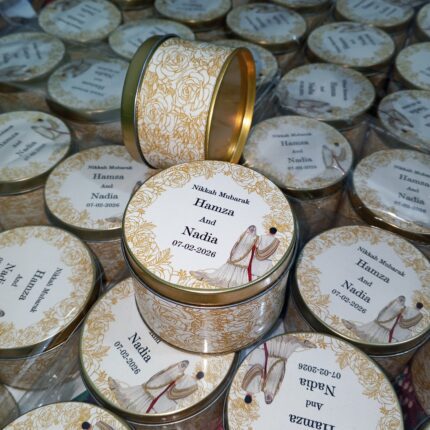 Goldan Flower Tin Bid Boxes With Name