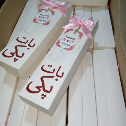 Baat Pakki Boxes With Name Tag And Bow